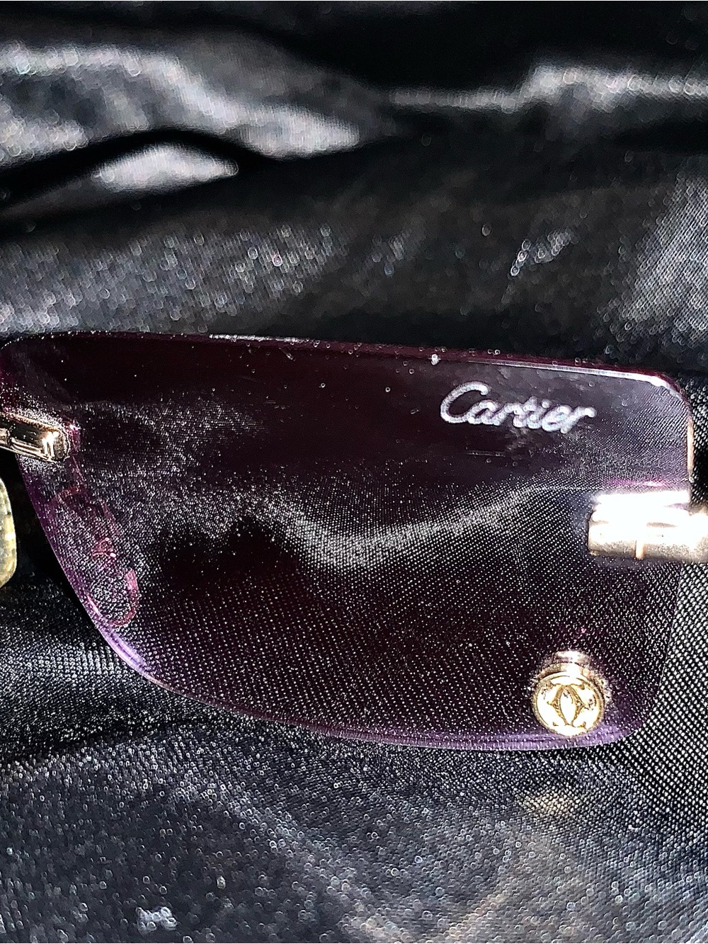 Cartier Purple Rimless Sunglass Lens with Gold Accent